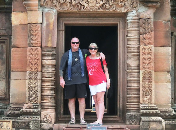 Cathy and Gary at Phnom Rung Historical Park.