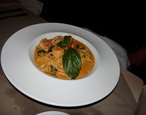 Two Chefs - Lobster pasta, home made fresh tagliatelle with lobster sauce, spinache, prawns & dill.
