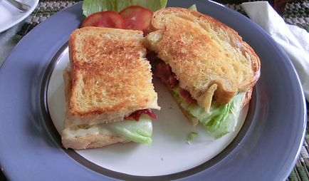 Bacon toasted sandwich made with home made bread. Delicious.